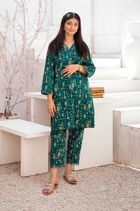 Green Printed Khaddar