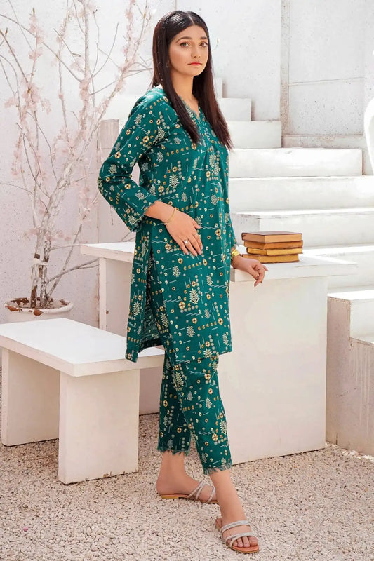 Green Printed Khaddar