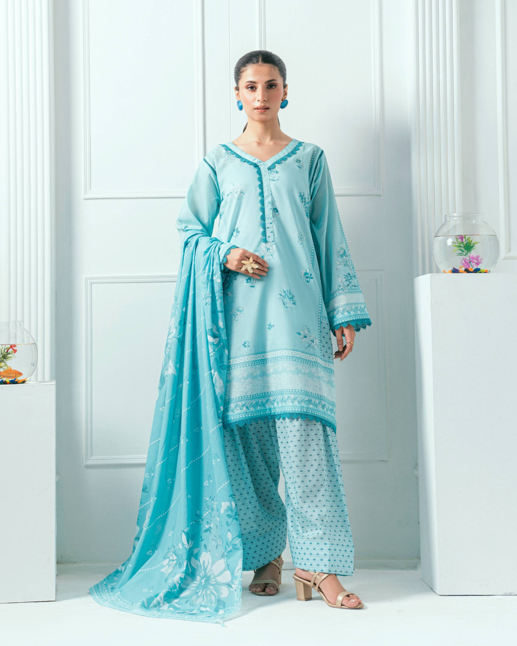 Unstitched Printed Lawn 3 Piece
