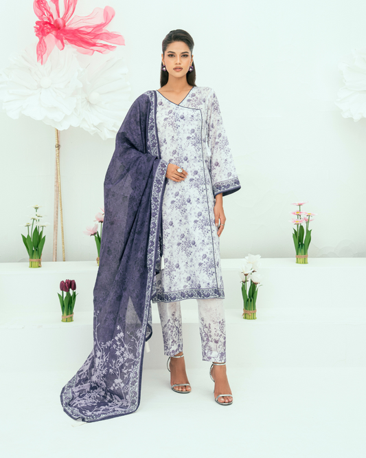 Unstitched Printed Lawn 3 Piece