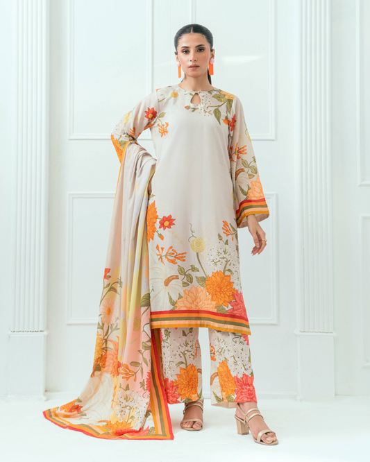 Unstitched Printed Lawn 3 Piece