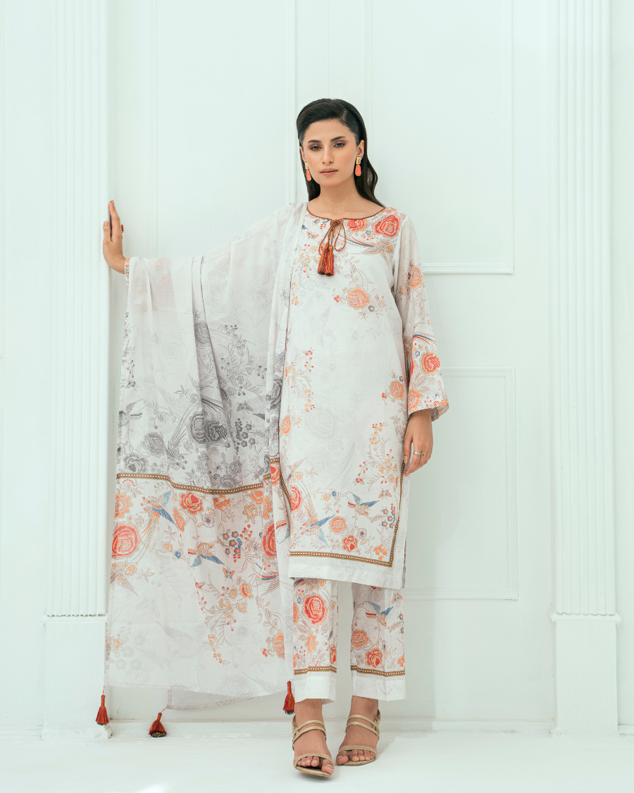 Unstitched Printed Lawn 3 Piece