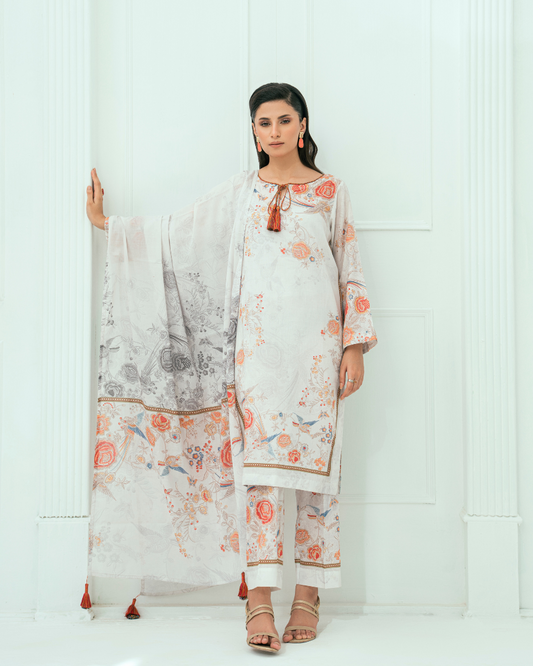 Unstitched Printed Lawn 3 Piece