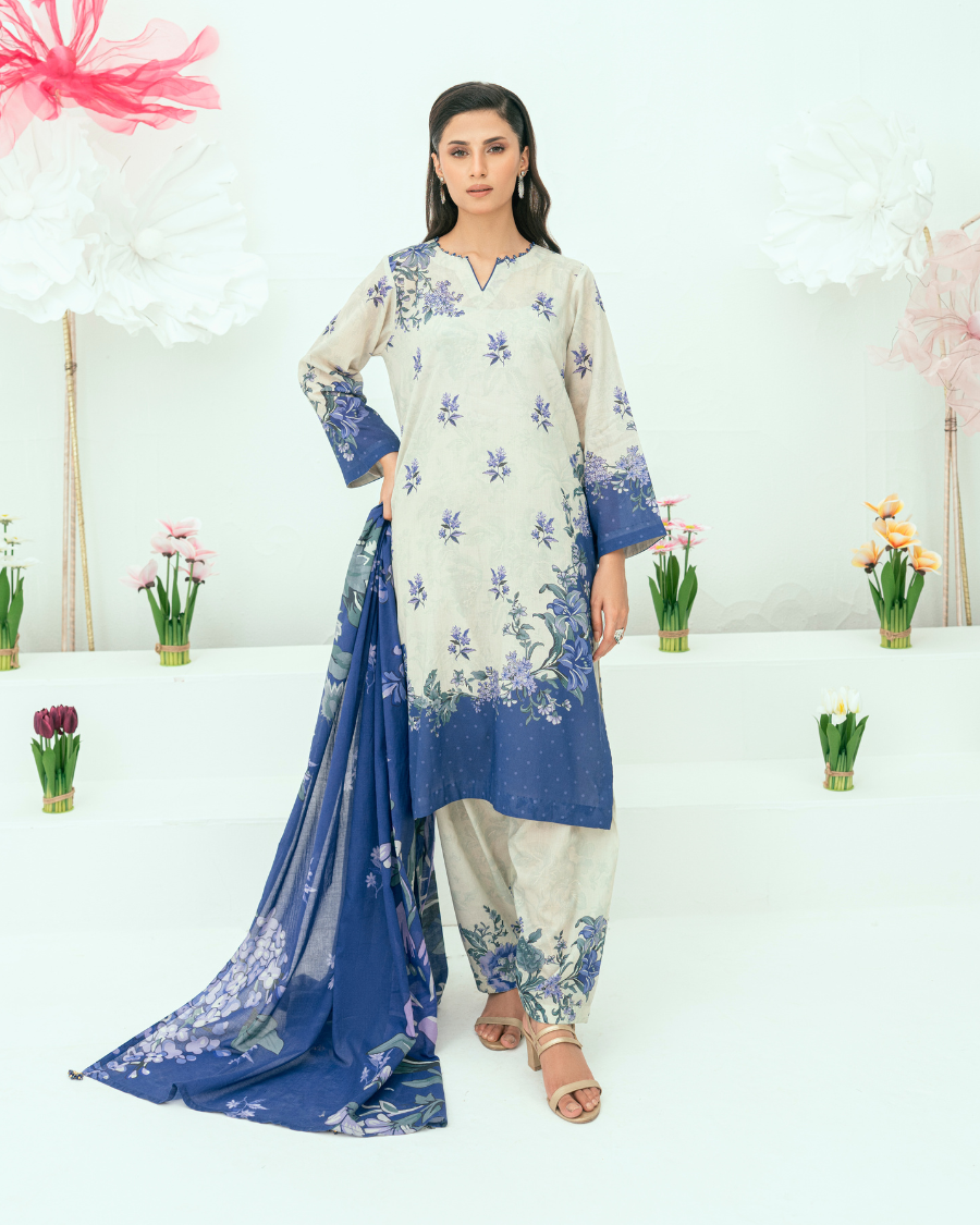 Unstitched Printed Lawn 3 Piece
