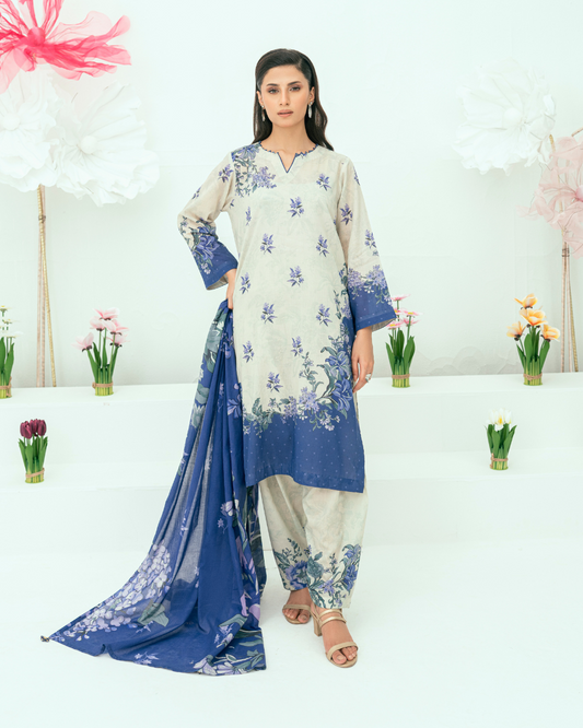 Unstitched Printed Lawn 3 Piece
