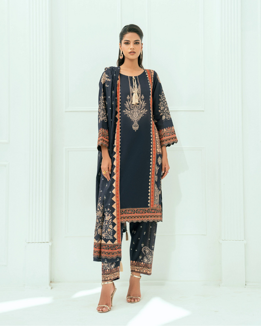 Unstitched Printed Lawn 3 Piece