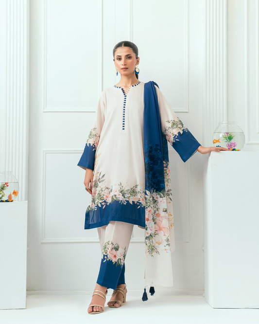Unstitched Printed Lawn 3 Piece