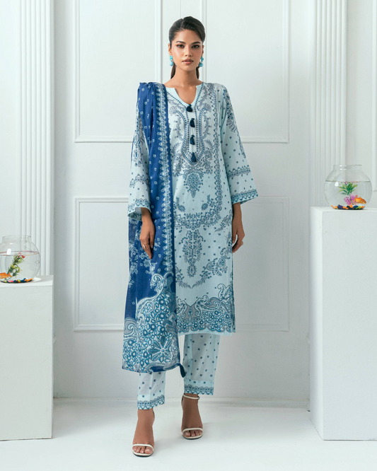 Unstitched Printed Lawn 3 Piece
