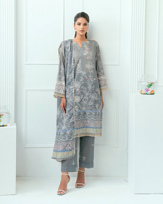 Unstitched Printed Lawn 3 Piece