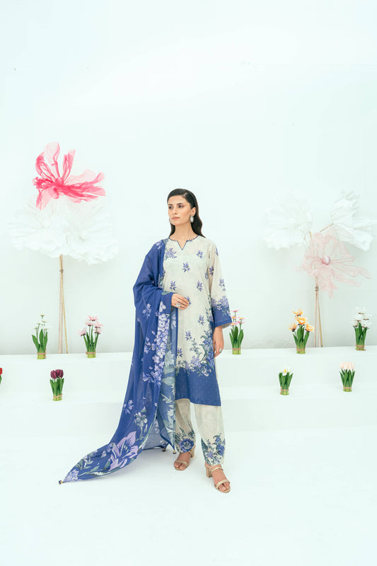 Unstitched Printed Lawn 3 Piece