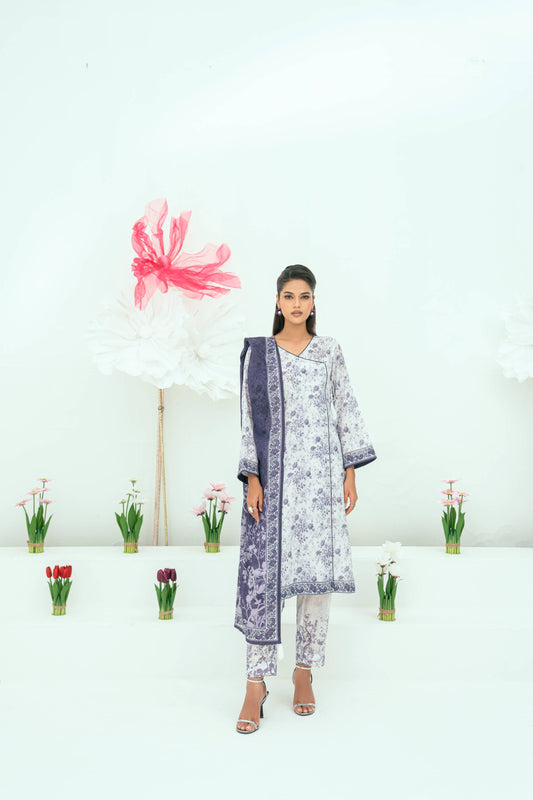 Unstitched Printed Lawn 3 Piece