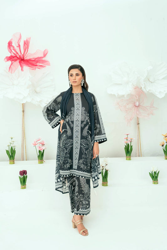 Unstitched Printed Lawn 3 Piece