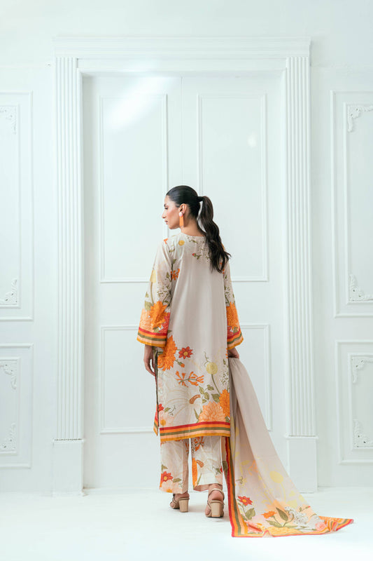 Unstitched Printed Lawn 3 Piece