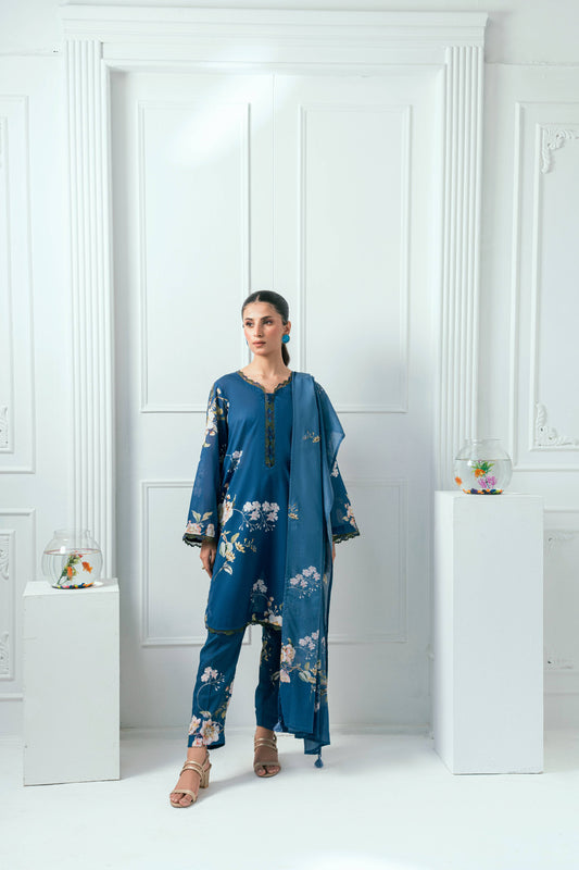 Unstitched Printed Lawn 3 Piece