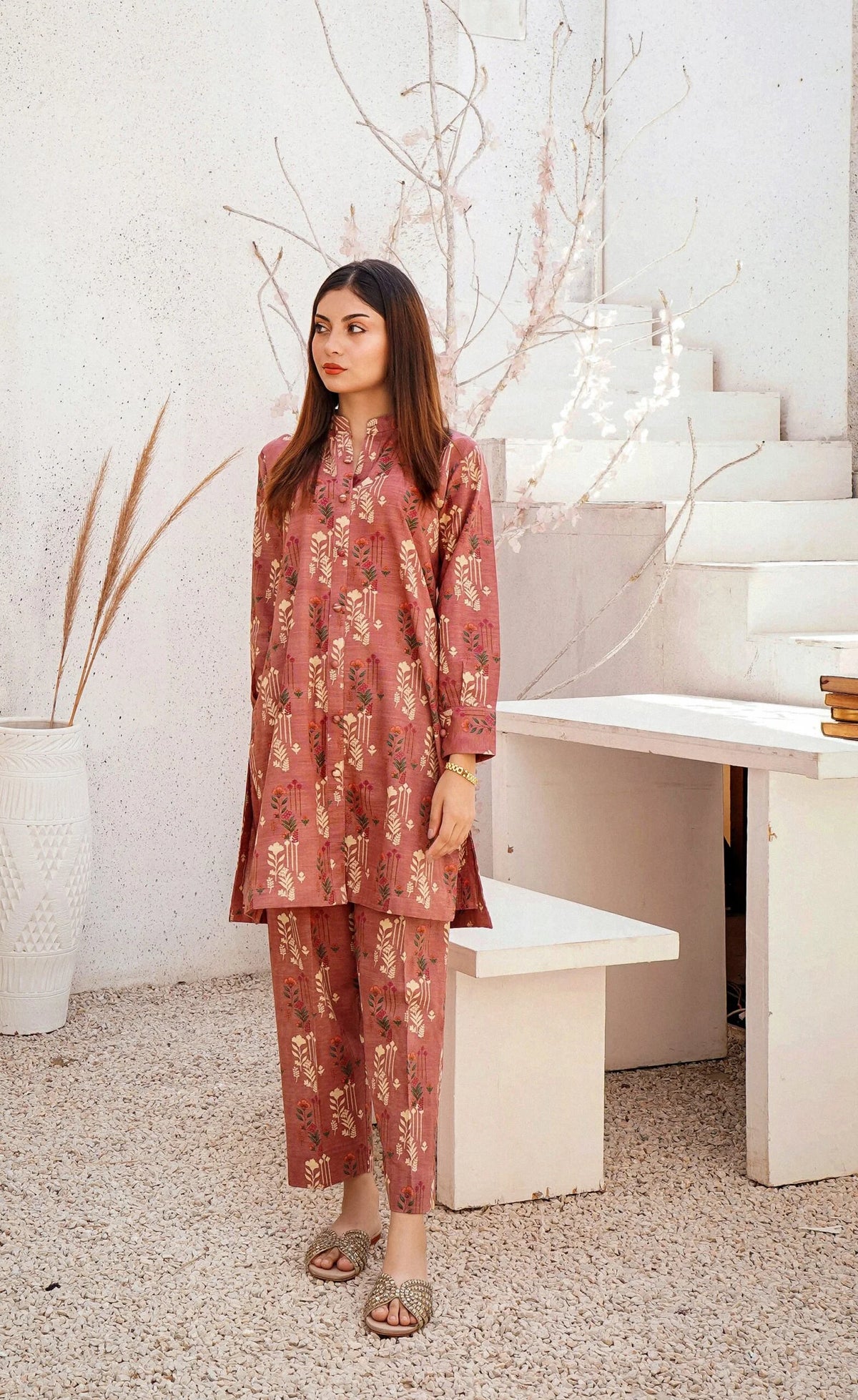 Marian Pink Printed Khaddar