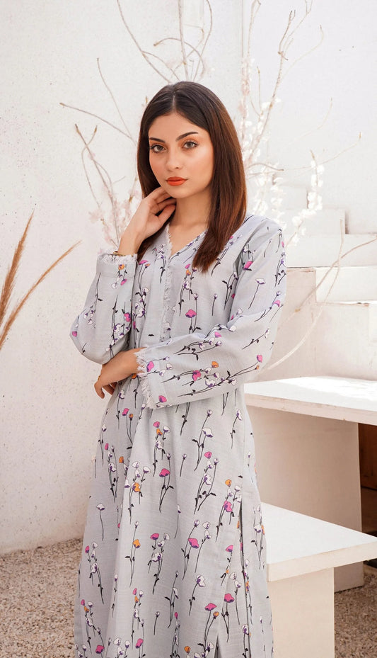 Marian blue Printed Khaddar